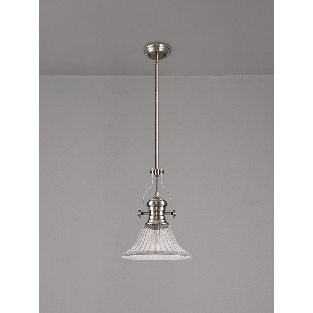 NLK15389 Louis 1 Light Pendant Satin Nickel Clear