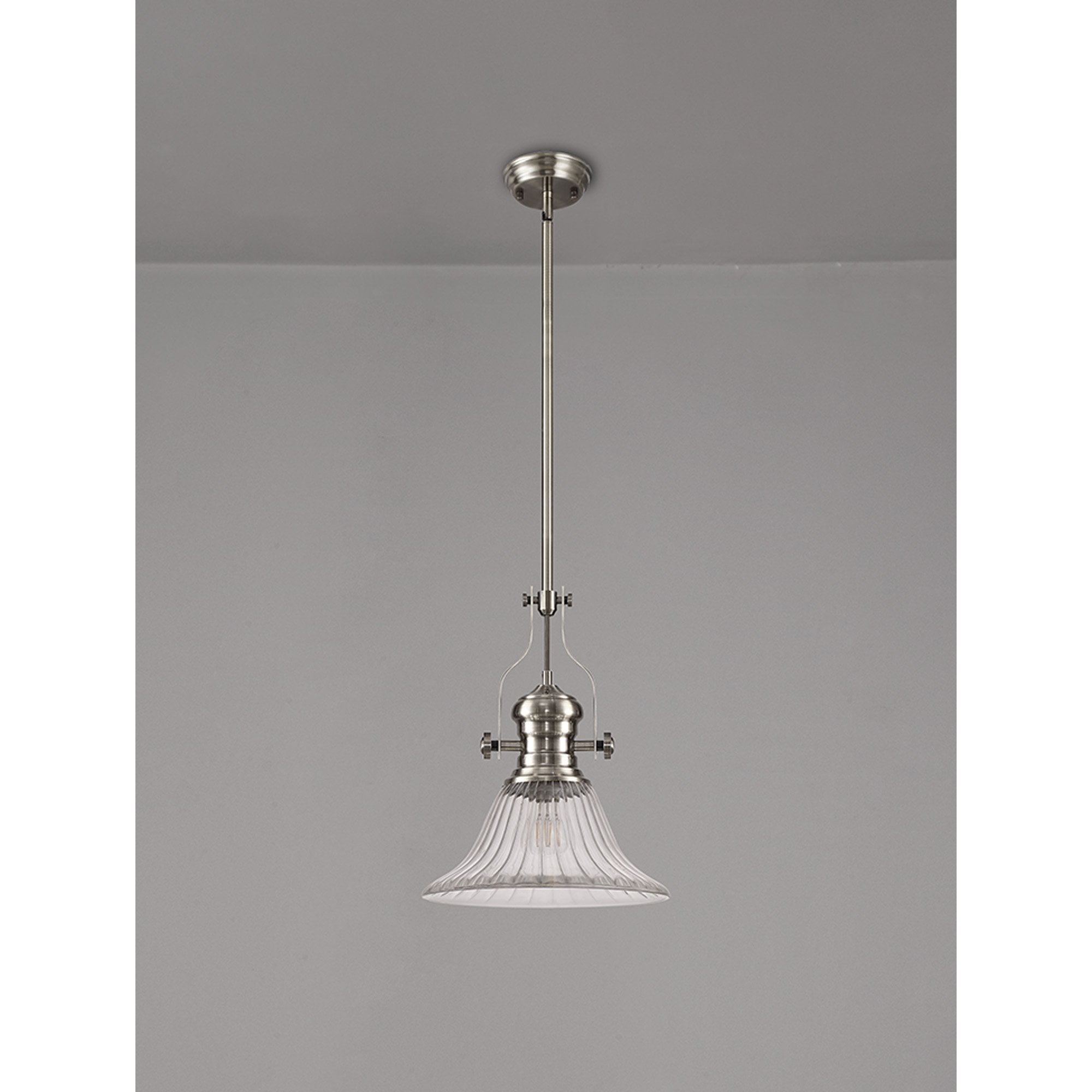 NLK15389 Louis 1 Light Pendant Satin Nickel Clear