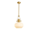 NLK15399 Louis 1 Light Round Pendant Satin Gold Opal