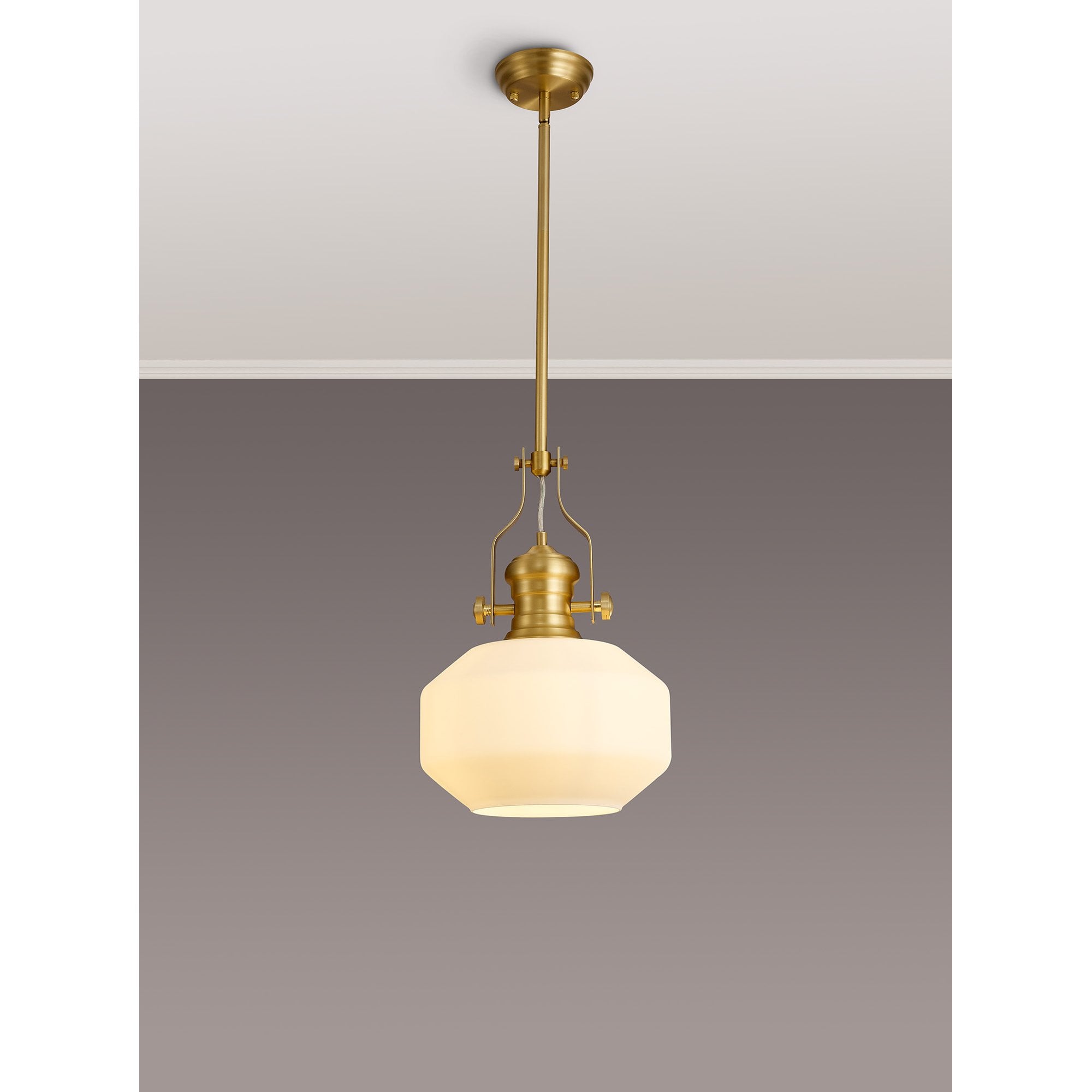 NLK15399 Louis 1 Light Round Pendant Satin Gold Opal