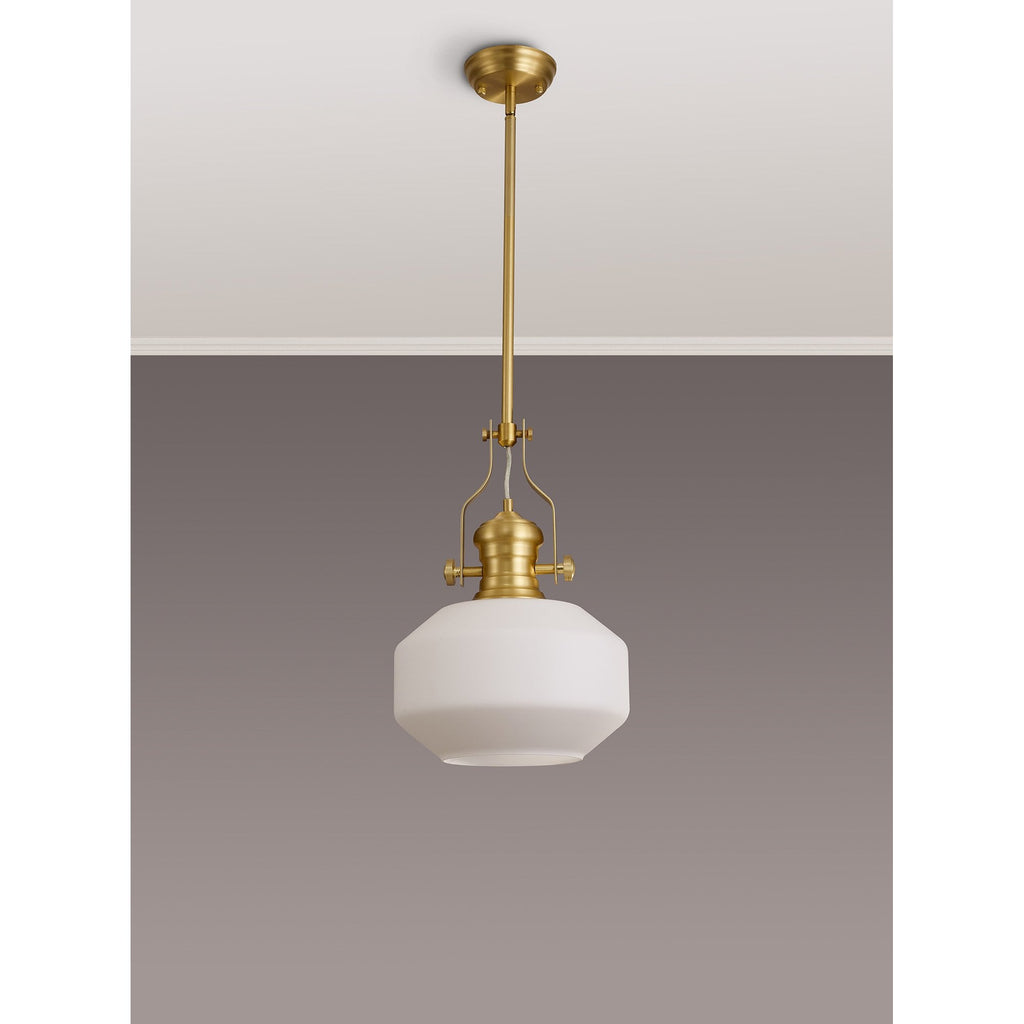 NLK15399 Louis 1 Light Round Pendant Satin Gold Opal