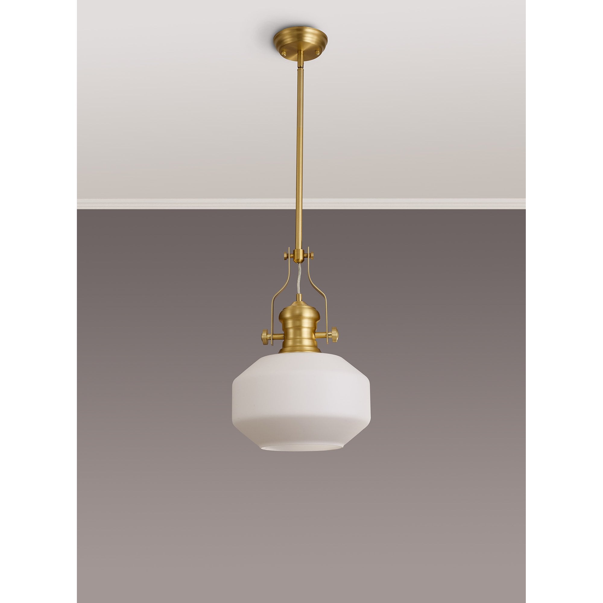 NLK15399 Louis 1 Light Round Pendant Satin Gold Opal