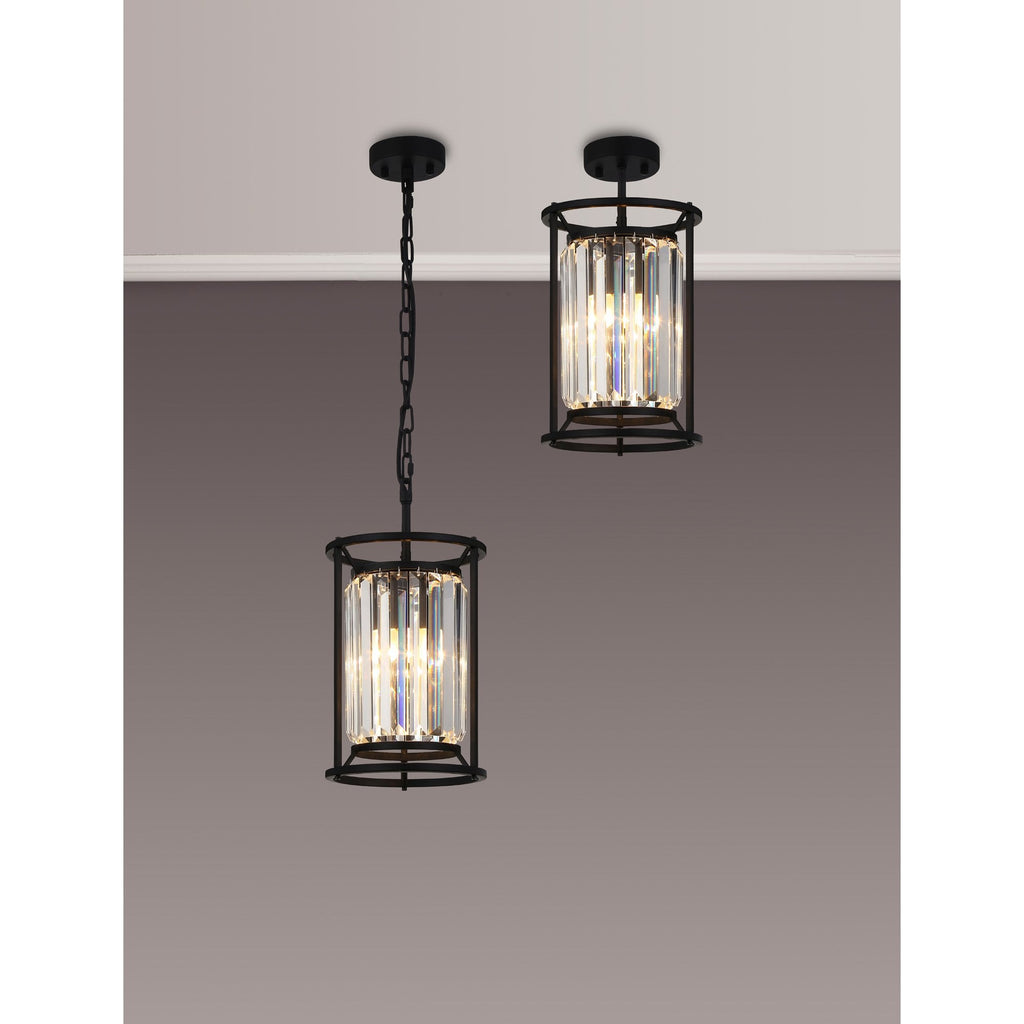 NL91059 Maccia 1 Light Pendant/Ceiling Light Satin Black Clear