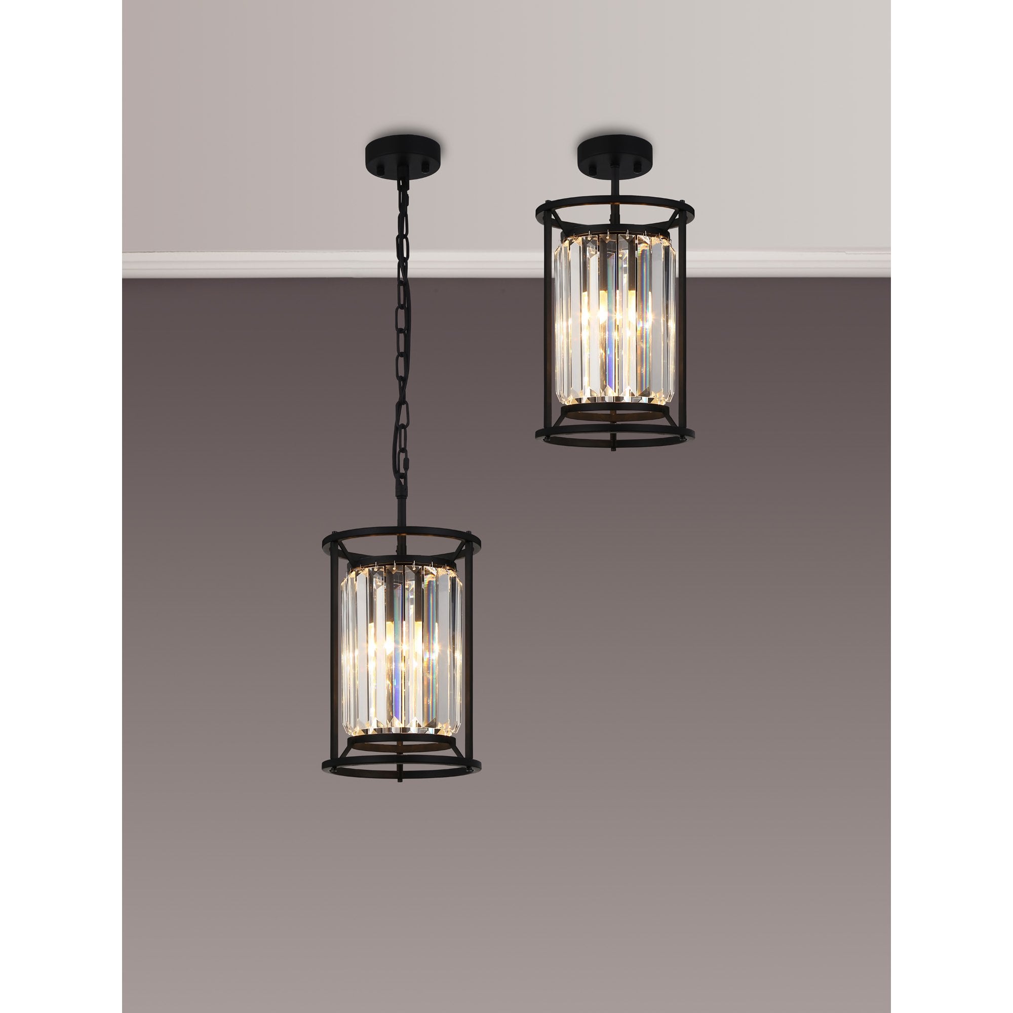 NL91059 Maccia 1 Light Pendant/Ceiling Light Satin Black Clear