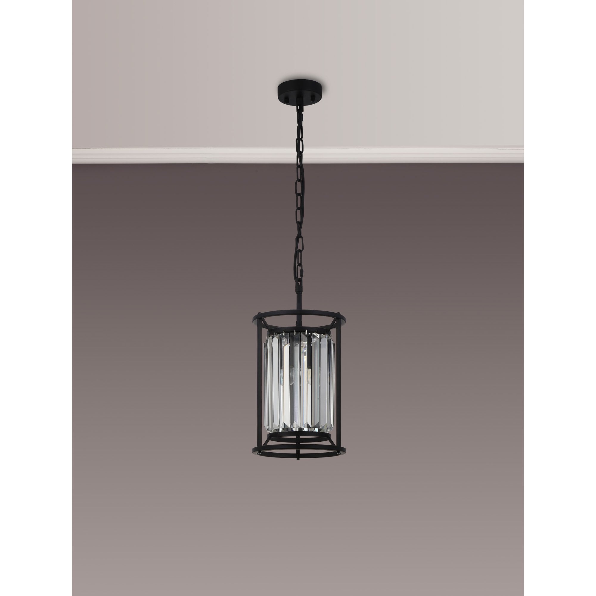 NL91059 Maccia 1 Light Pendant/Ceiling Light Satin Black Clear