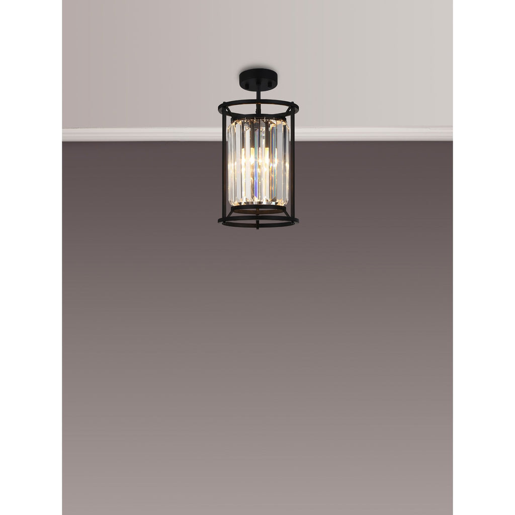 NL91059 Maccia 1 Light Pendant/Ceiling Light Satin Black Clear