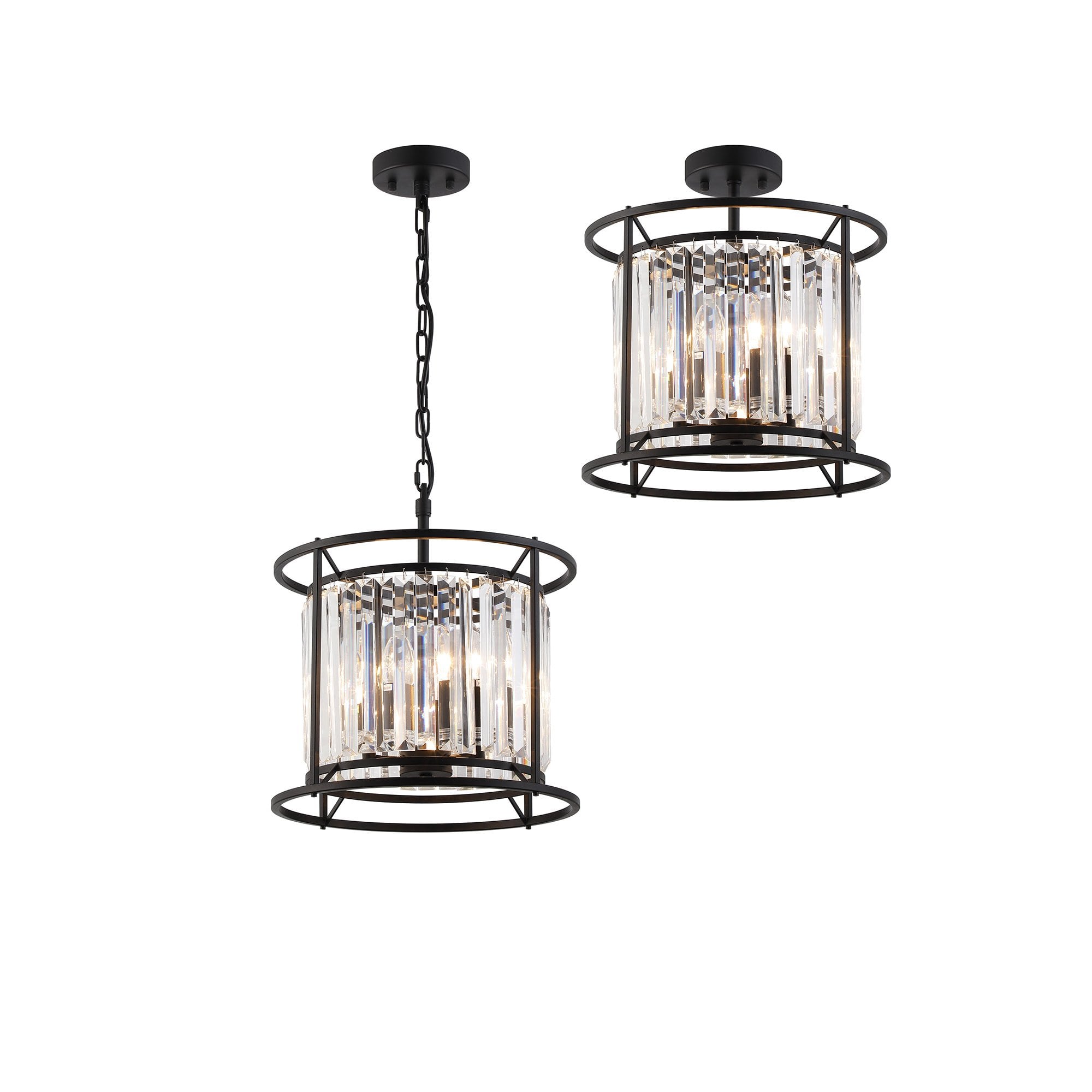 NL91069 Maccia 3 Light Pendant/Ceiling Light Satin Black Clear
