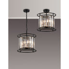 NL91069 Maccia 3 Light Pendant/Ceiling Light Satin Black Clear