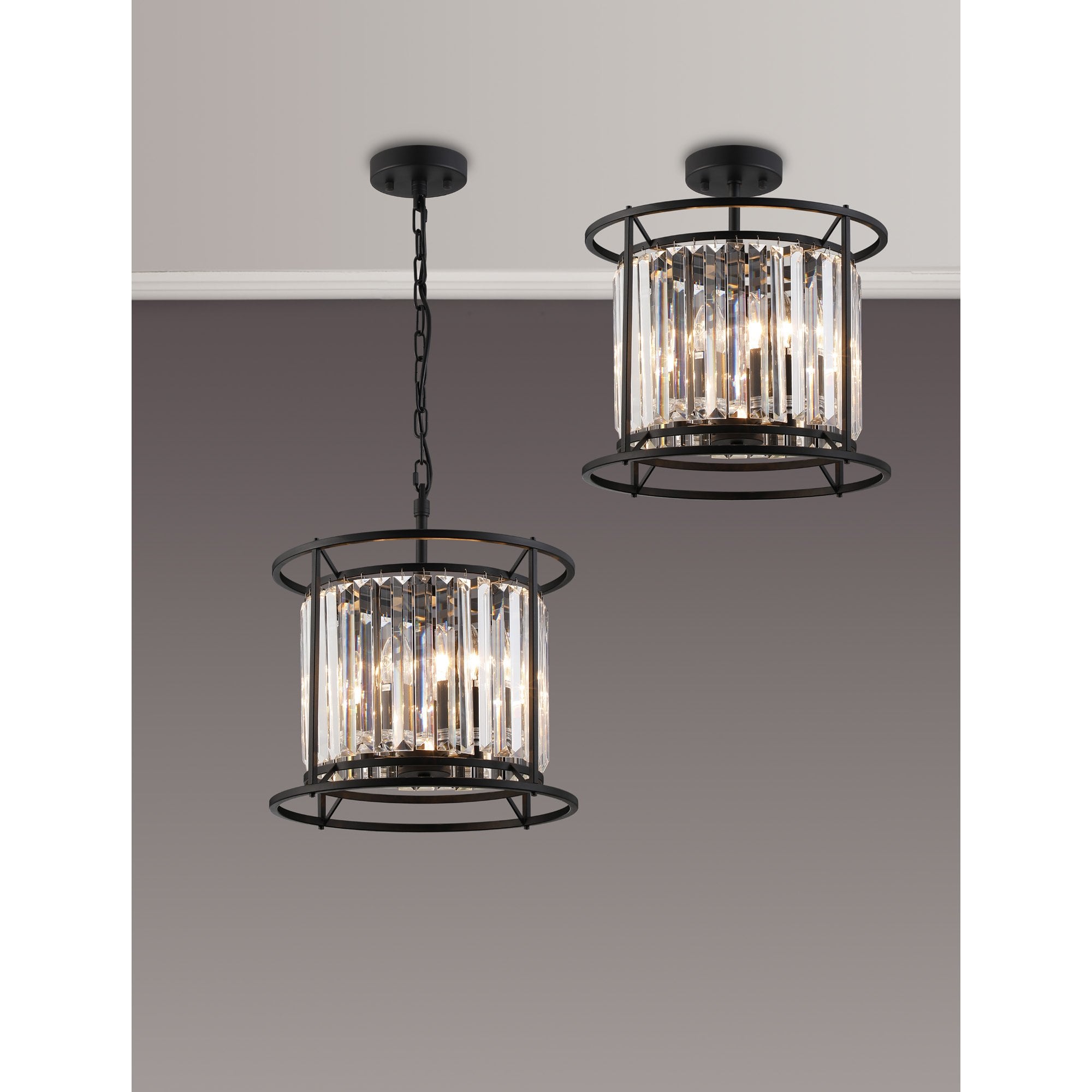 NL91069 Maccia 3 Light Pendant/Ceiling Light Satin Black Clear