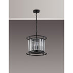 NL91069 Maccia 3 Light Pendant/Ceiling Light Satin Black Clear
