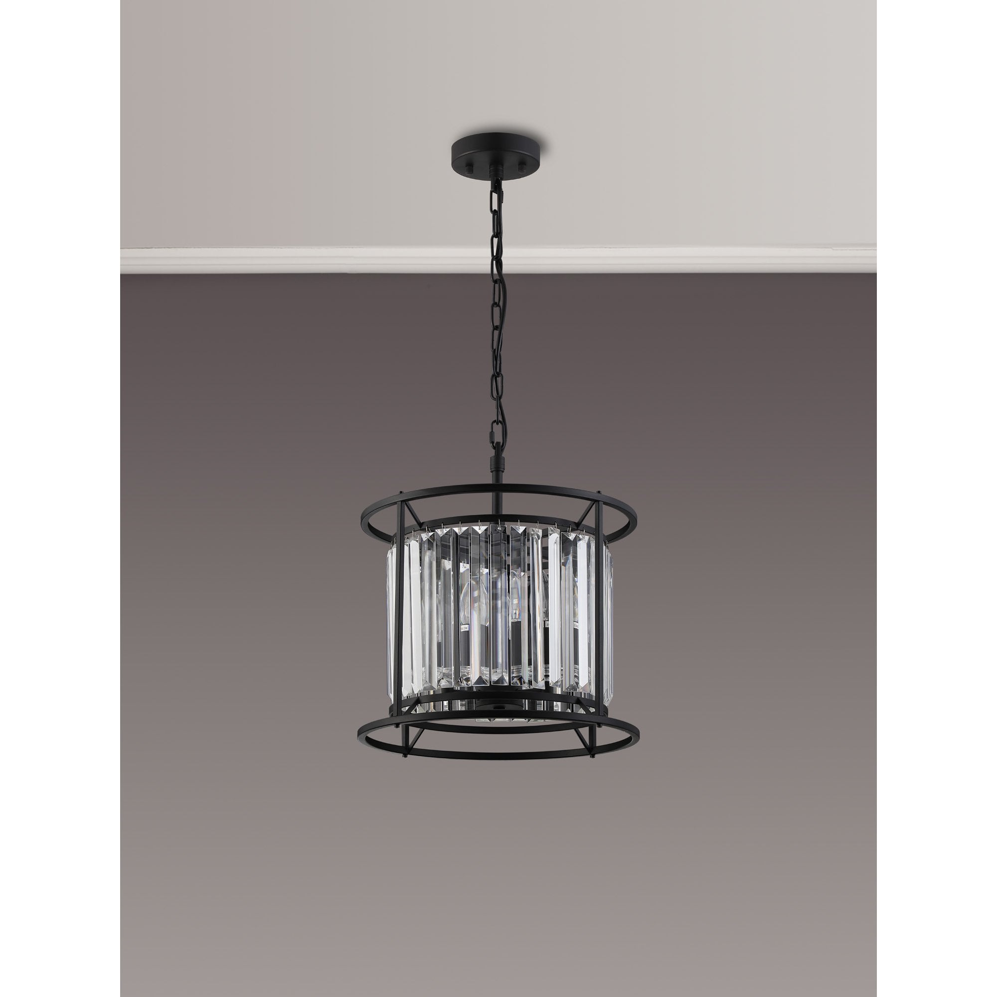 NL91069 Maccia 3 Light Pendant/Ceiling Light Satin Black Clear