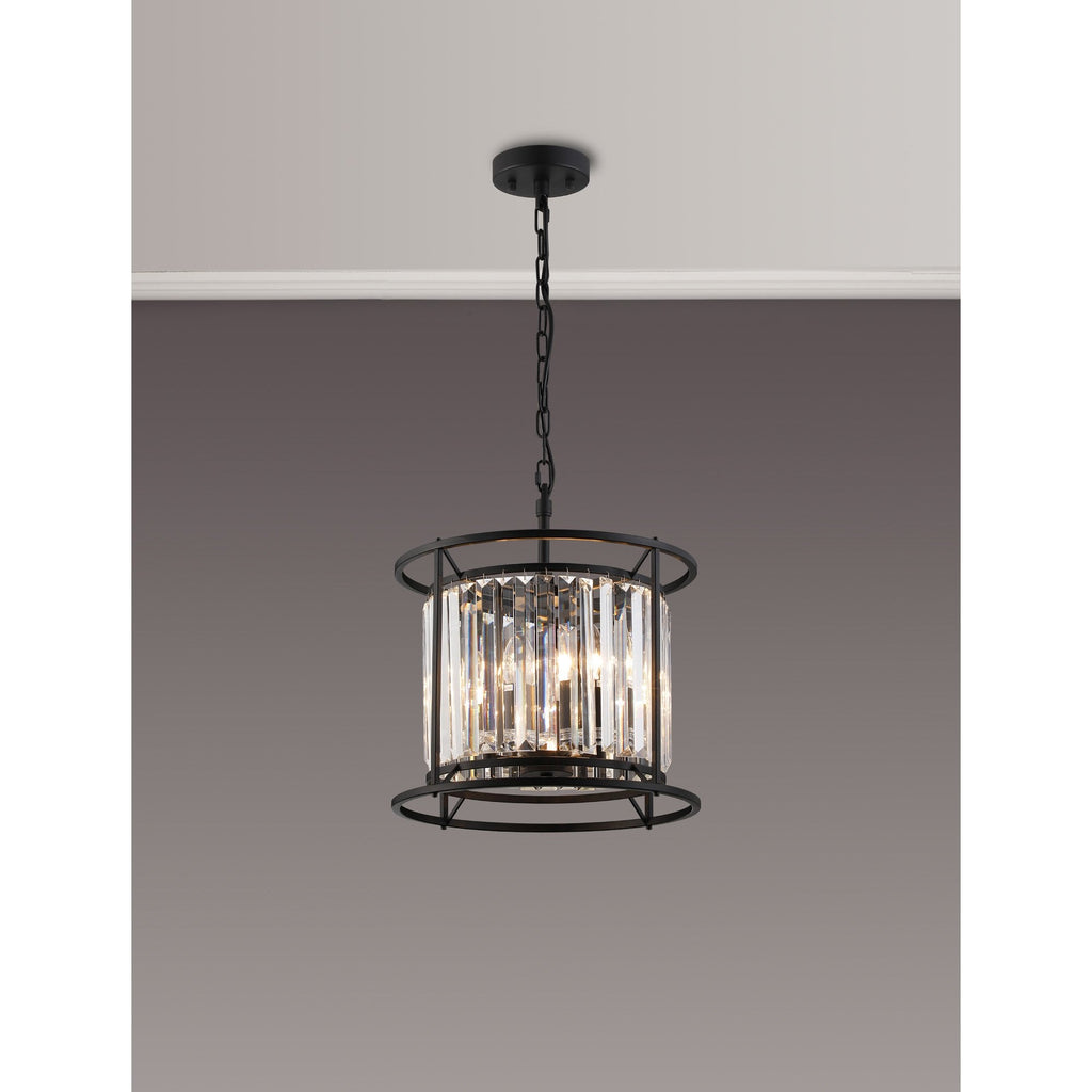 NL91069 Maccia 3 Light Pendant/Ceiling Light Satin Black Clear
