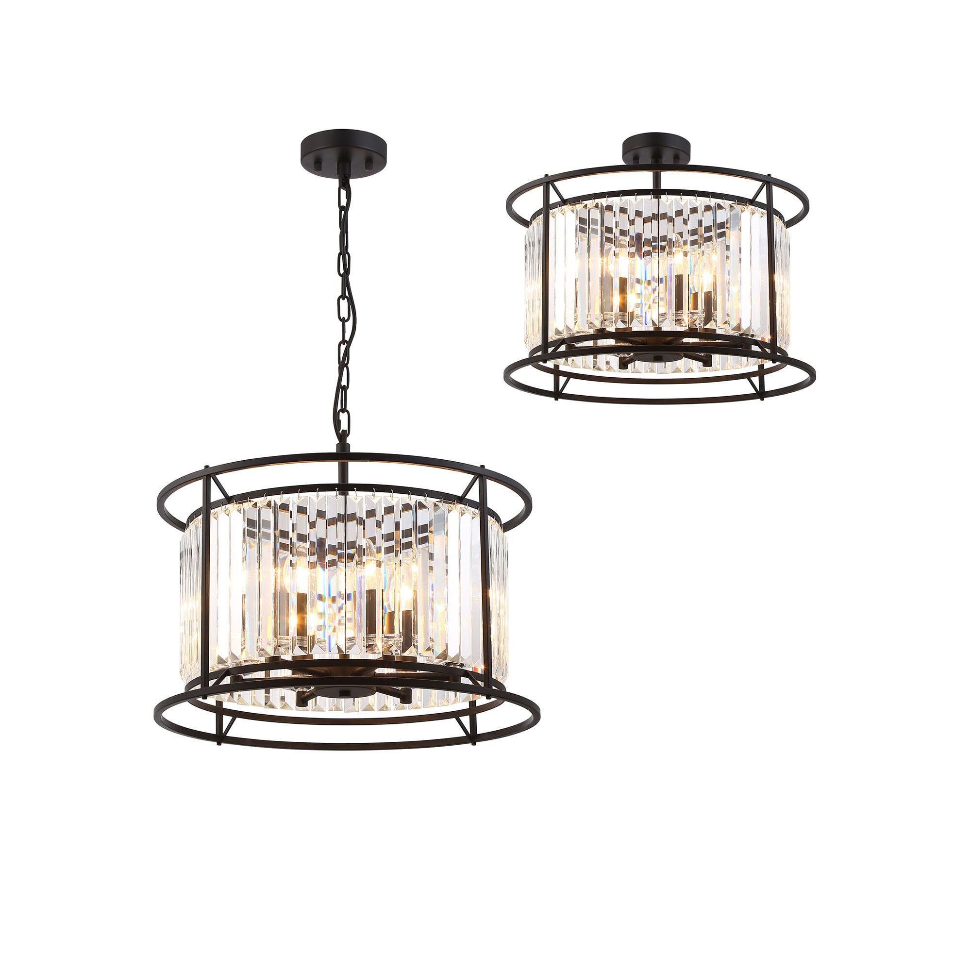 NL91079 Maccia 6 Light Pendant/Ceiling Light Satin Black Clear