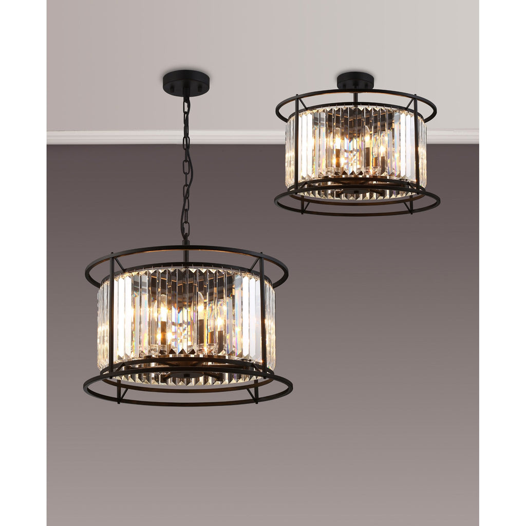 NL91079 Maccia 6 Light Pendant/Ceiling Light Satin Black Clear