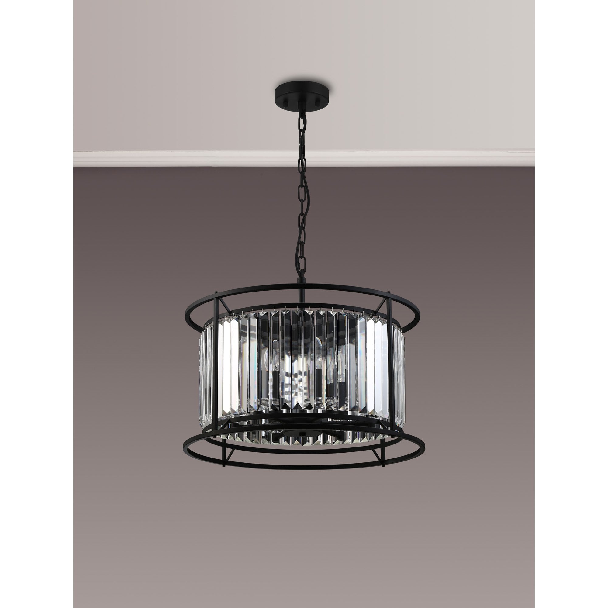 NL91079 Maccia 6 Light Pendant/Ceiling Light Satin Black Clear