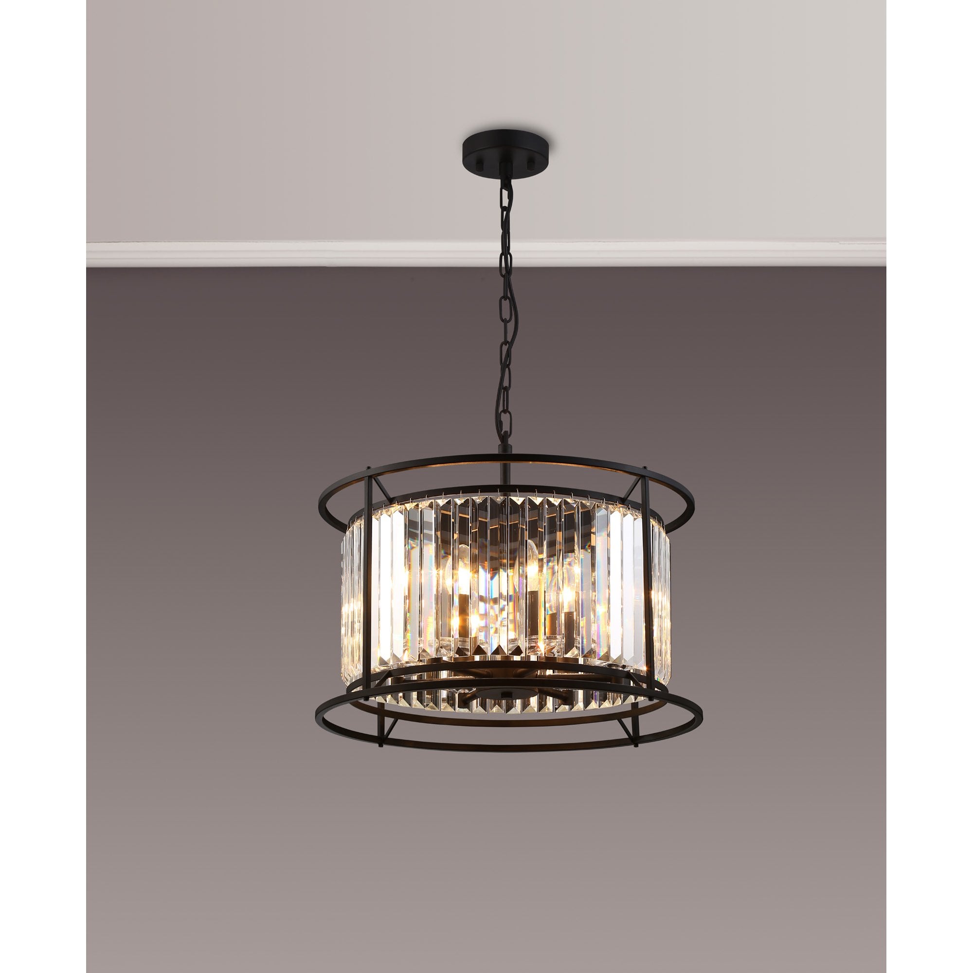NL91079 Maccia 6 Light Pendant/Ceiling Light Satin Black Clear