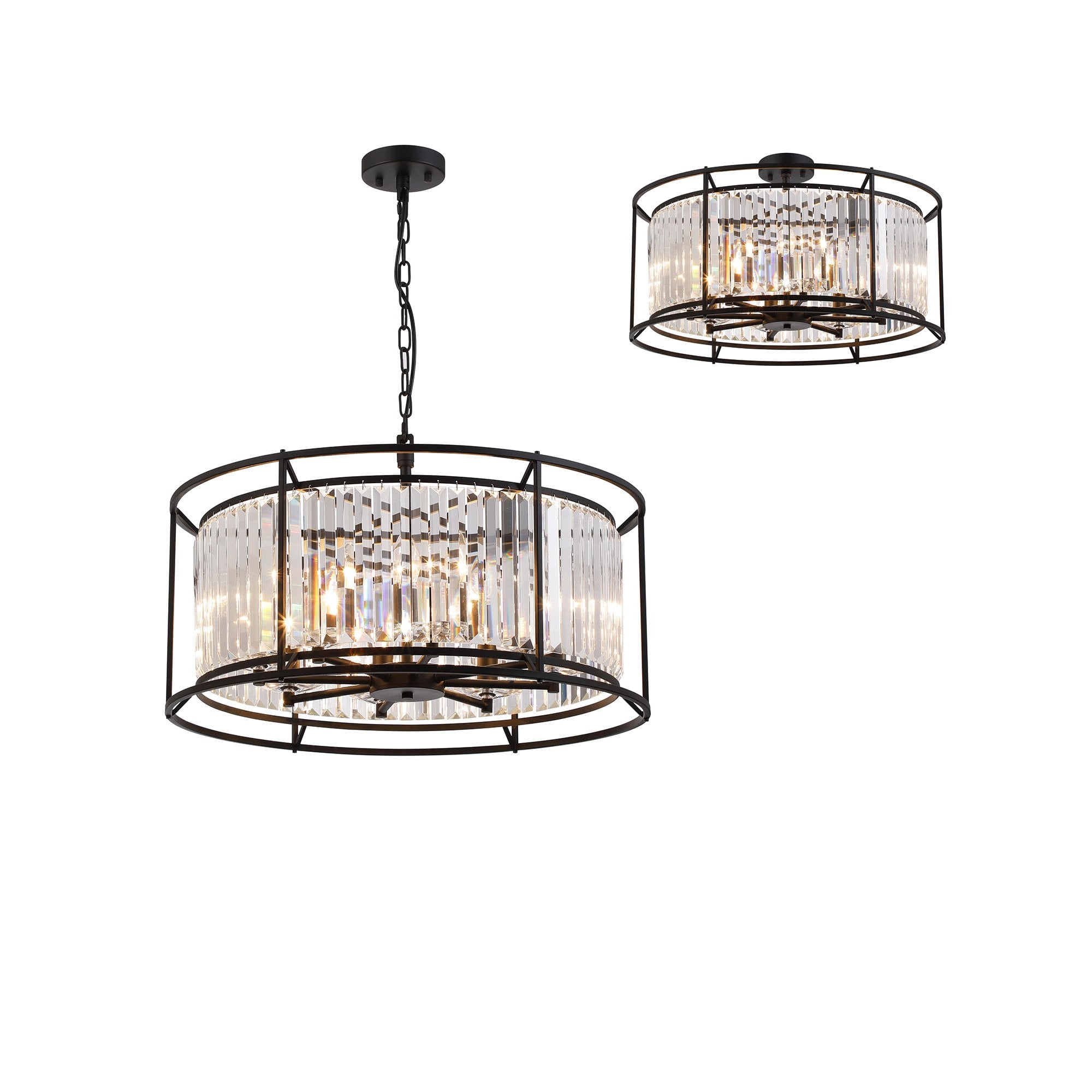 NL91089 Maccia 8 Light Pendant/Ceiling Light Satin Black Clear