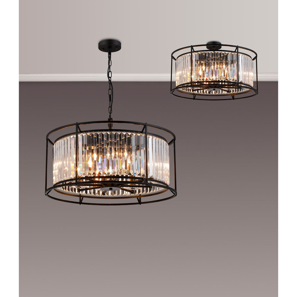 NL91089 Maccia 8 Light Pendant/Ceiling Light Satin Black Clear