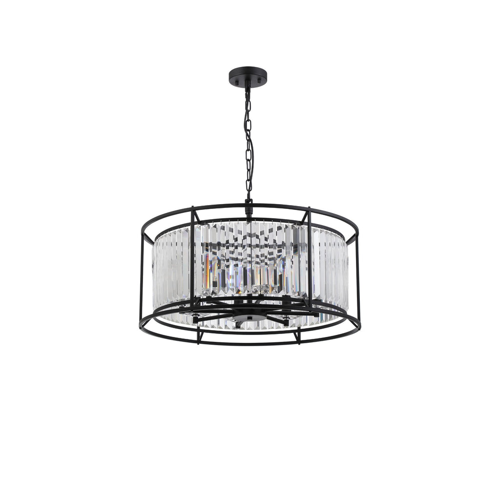 NL91089 Maccia 8 Light Pendant/Ceiling Light Satin Black Clear