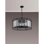 NL91089 Maccia 8 Light Pendant/Ceiling Light Satin Black Clear