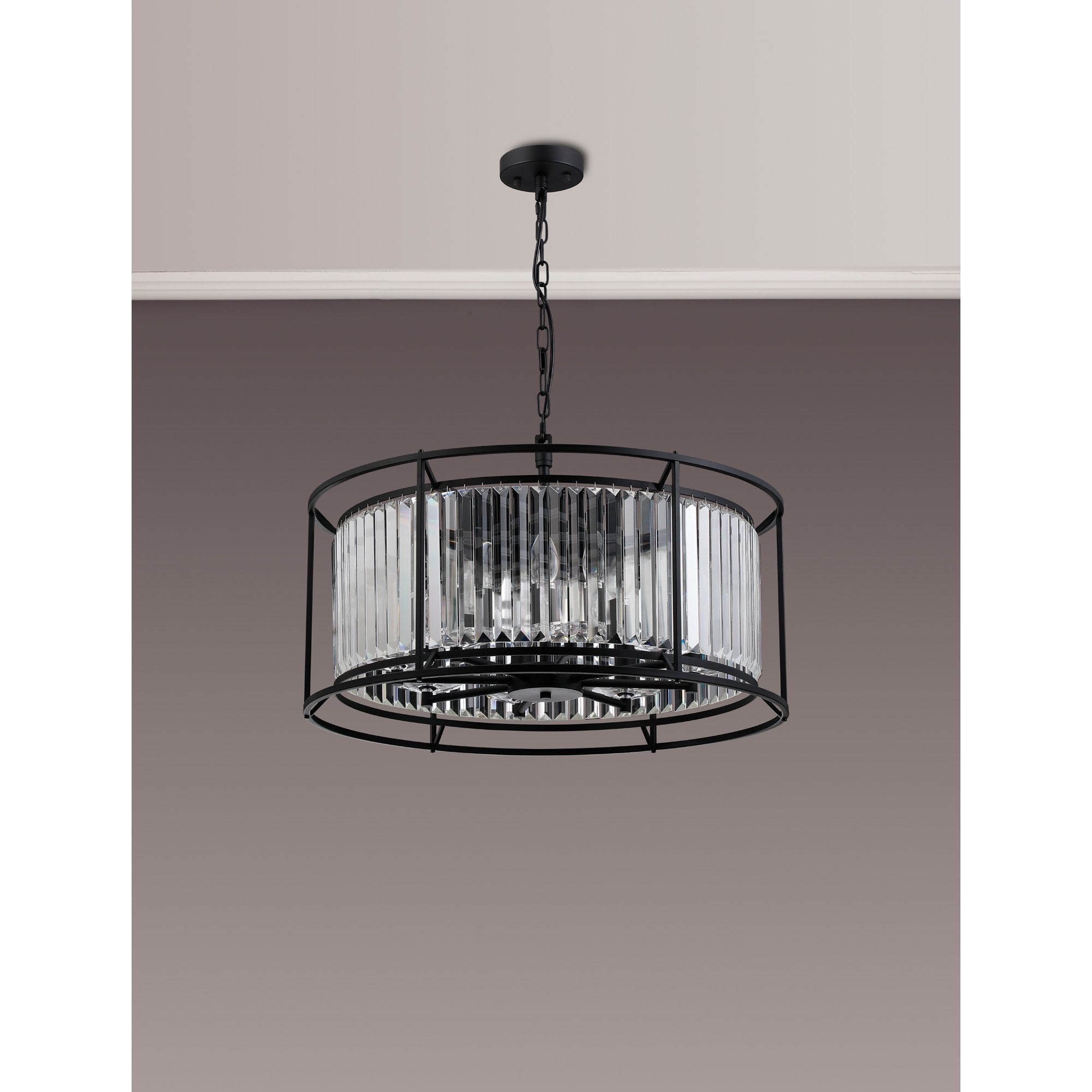 NL91089 Maccia 8 Light Pendant/Ceiling Light Satin Black Clear