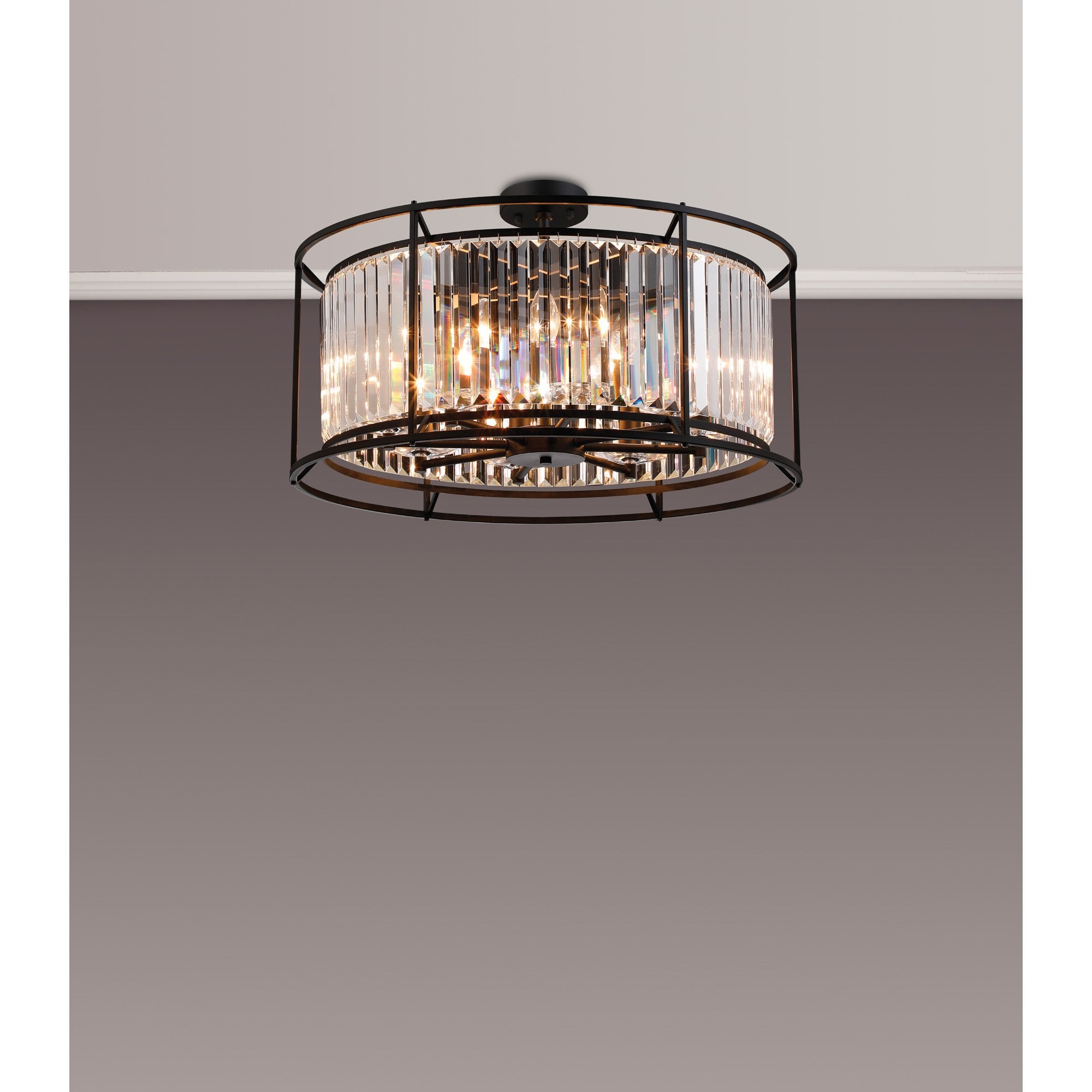 NL91089 Maccia 8 Light Pendant/Ceiling Light Satin Black Clear
