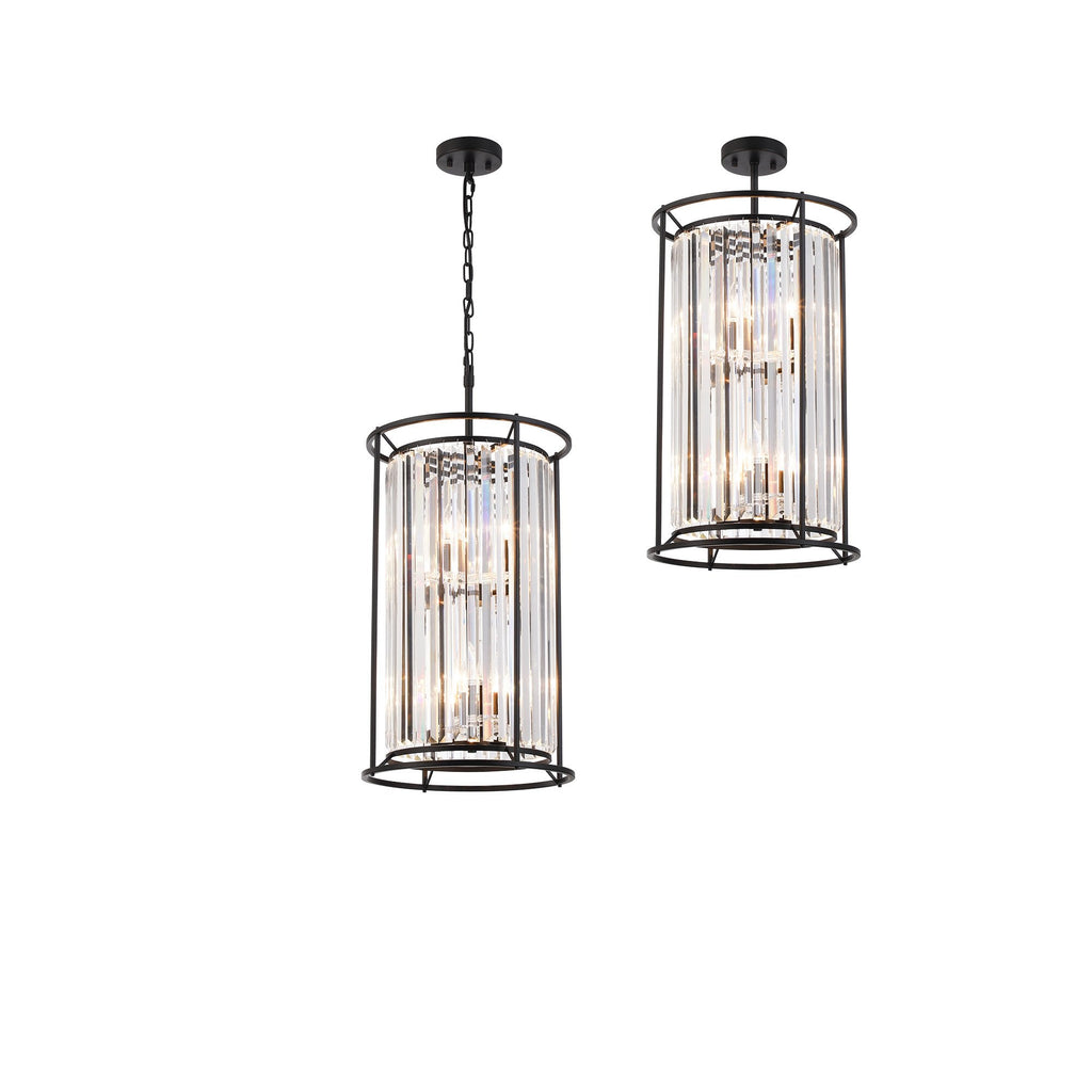 NL91099 Maccia 6 Light Pendant/Ceiling Light Satin Black Clear