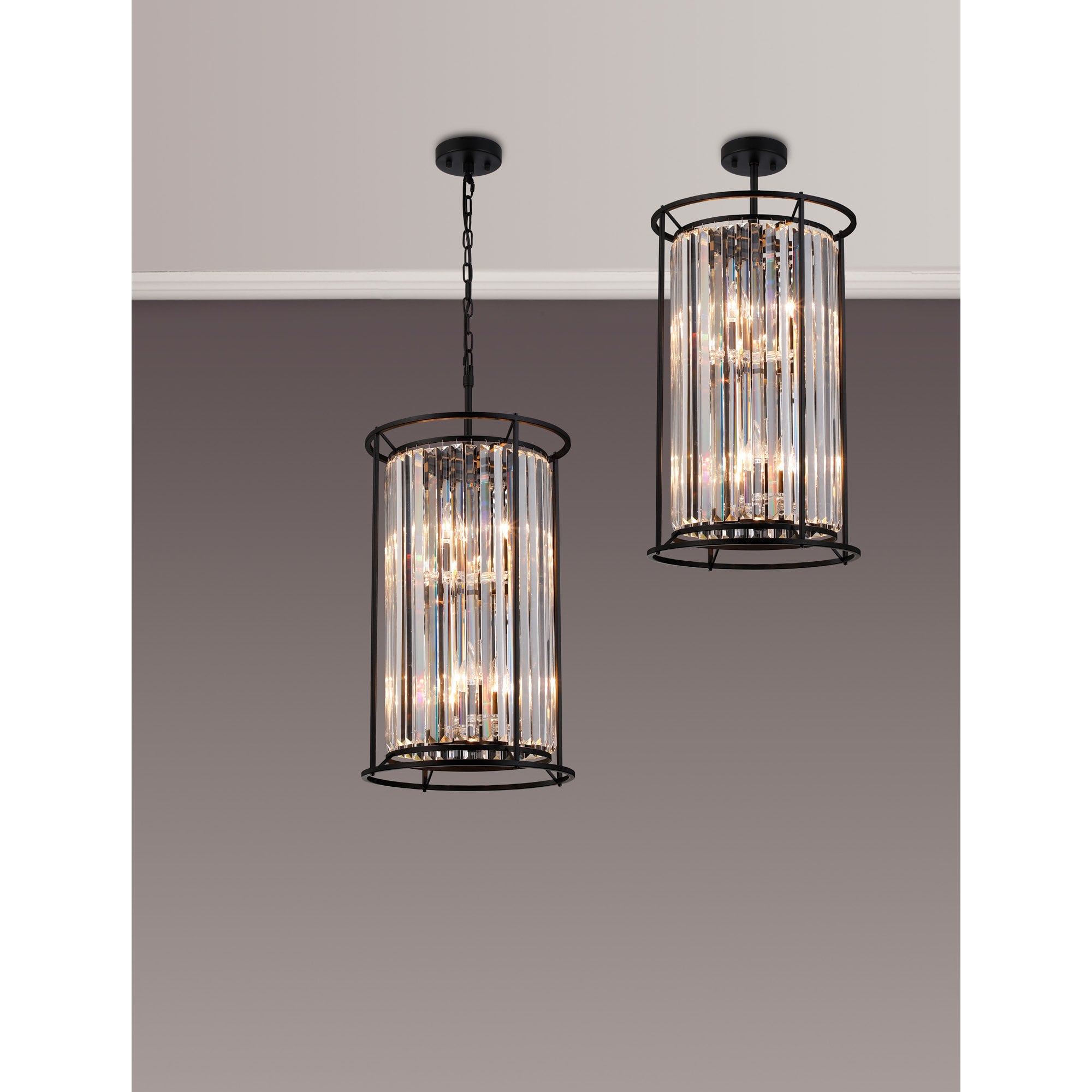 NL91099 Maccia 6 Light Pendant/Ceiling Light Satin Black Clear