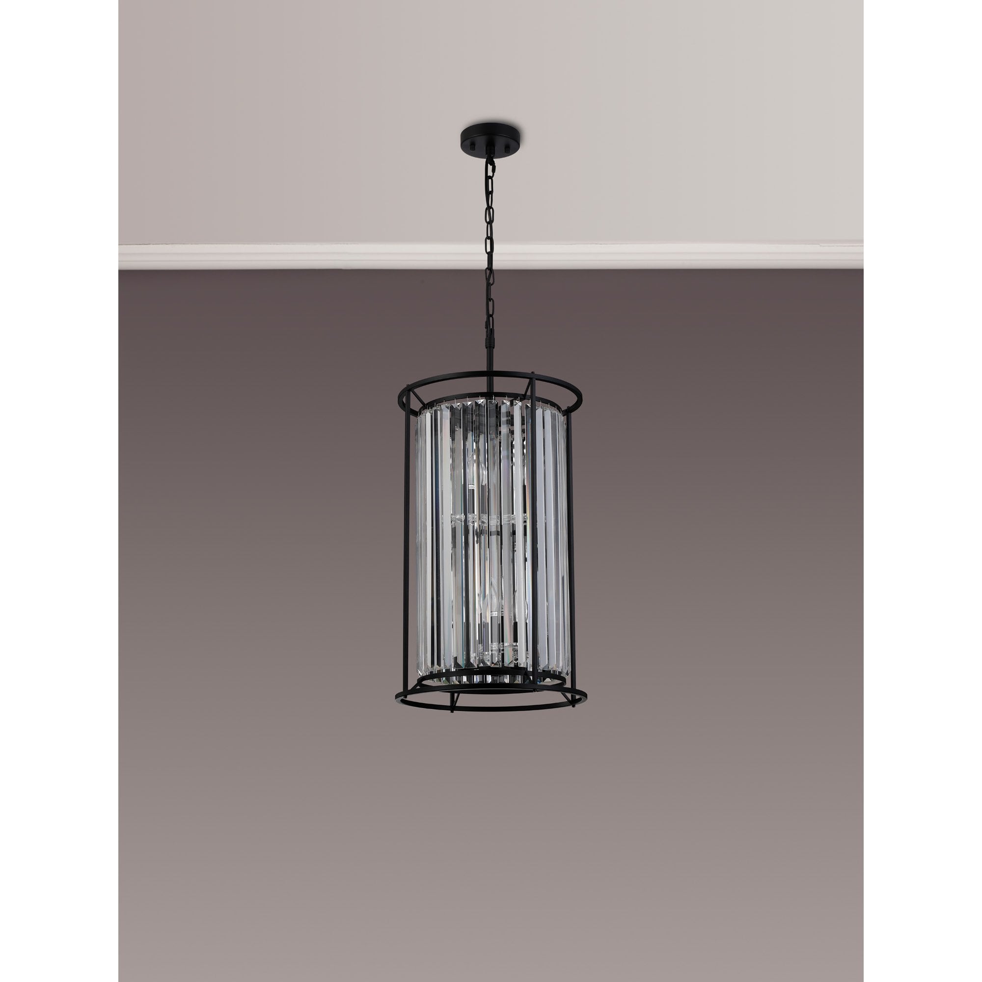 NL91099 Maccia 6 Light Pendant/Ceiling Light Satin Black Clear