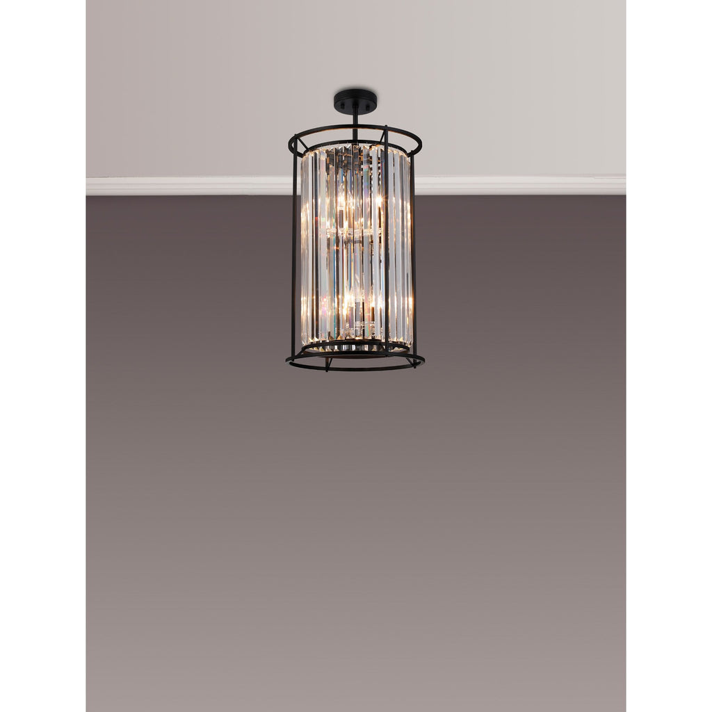 NL91099 Maccia 6 Light Pendant/Ceiling Light Satin Black Clear