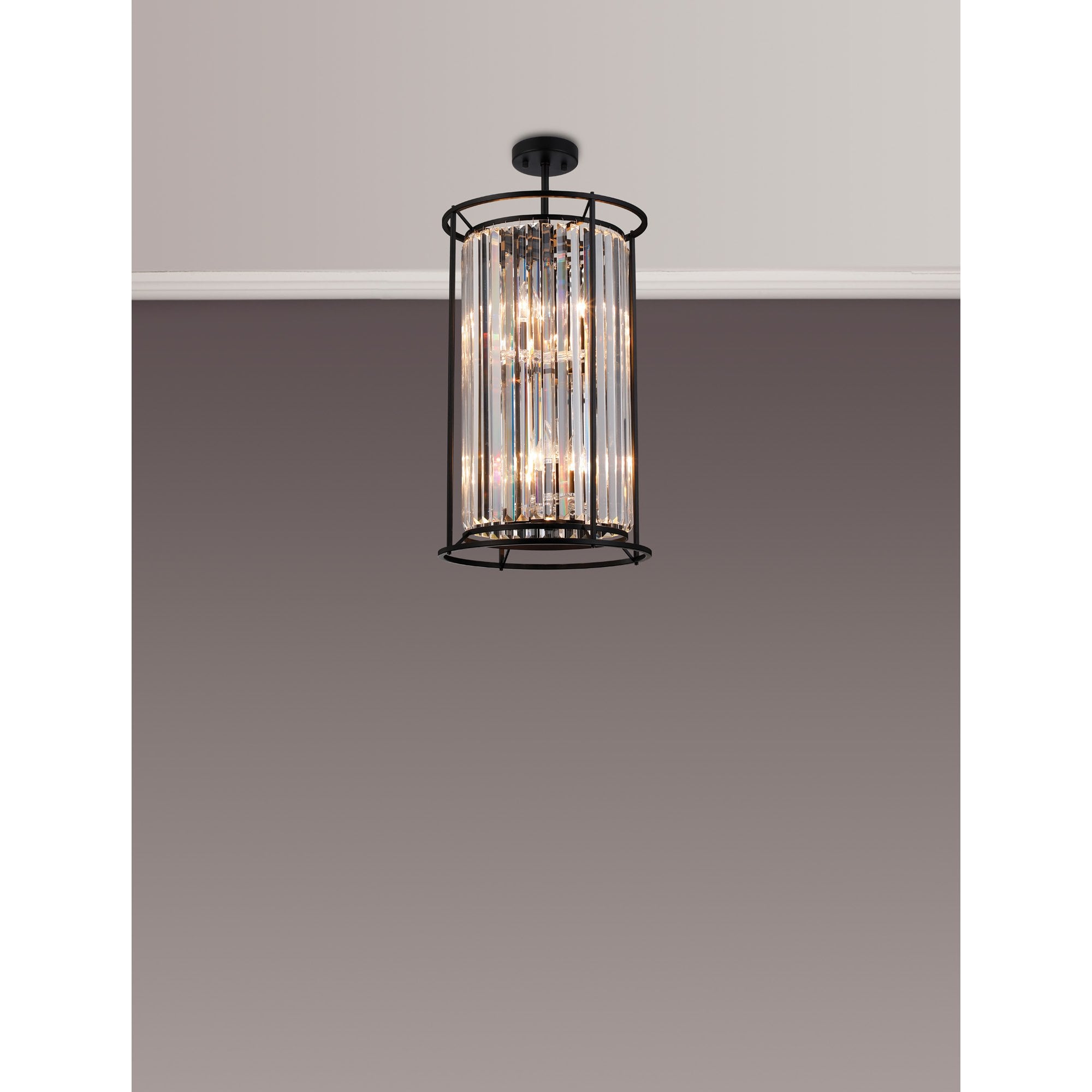 NL91099 Maccia 6 Light Pendant/Ceiling Light Satin Black Clear