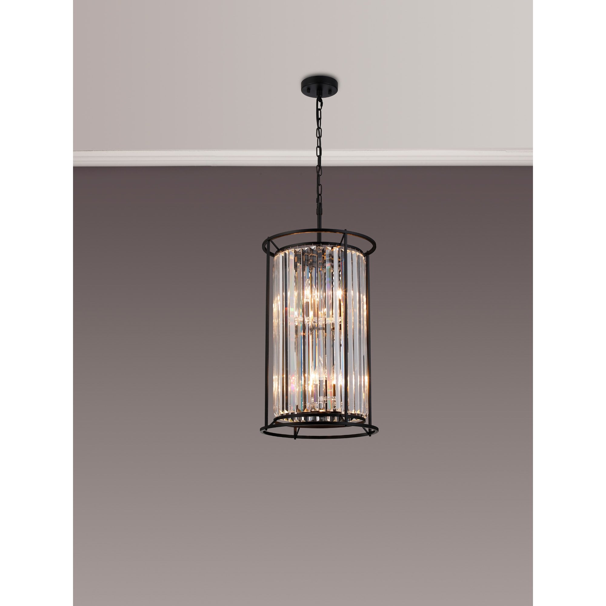 NL91099 Maccia 6 Light Pendant/Ceiling Light Satin Black Clear