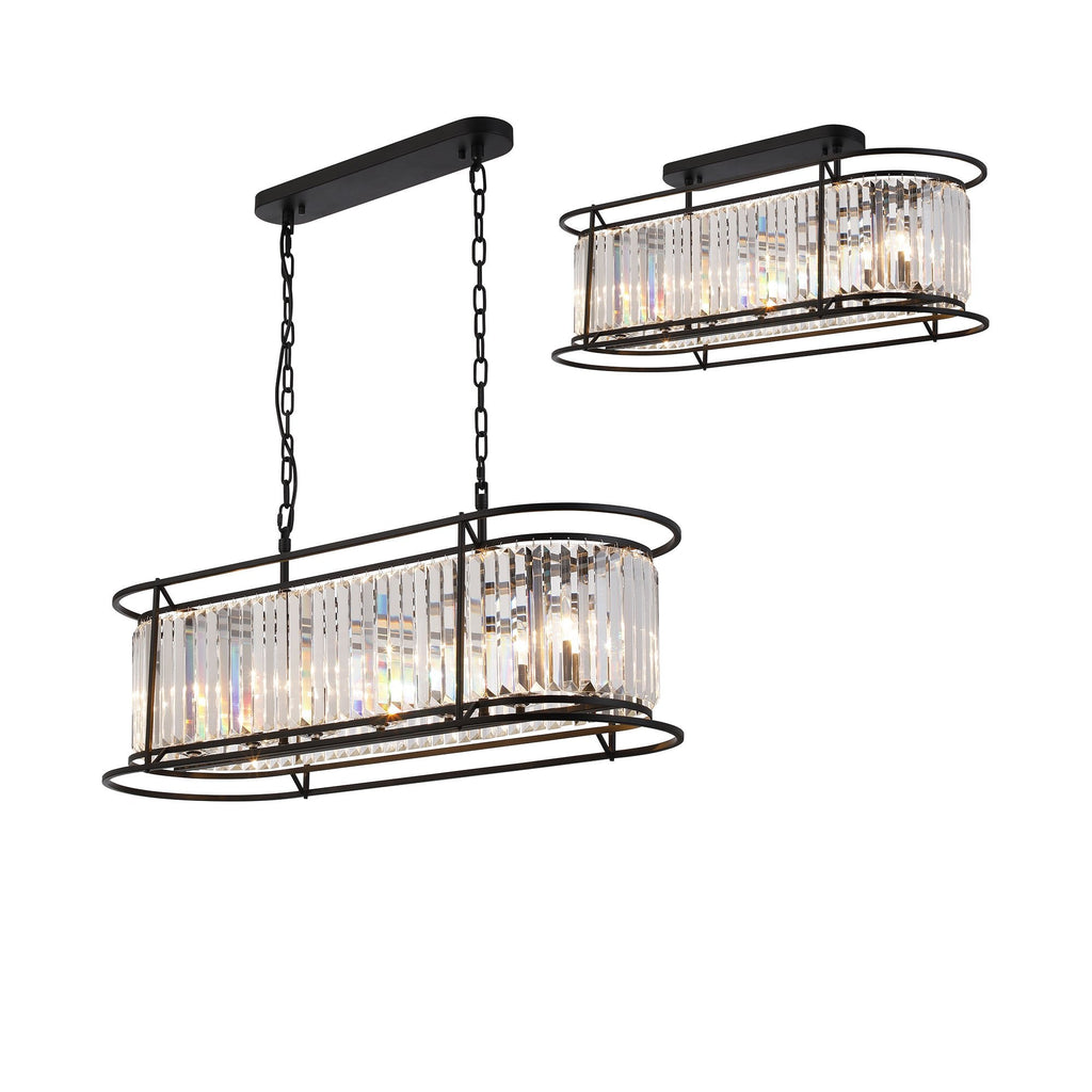 NL91109 Maccia 7 Light Pendant/Ceiling Light Satin Black Clear