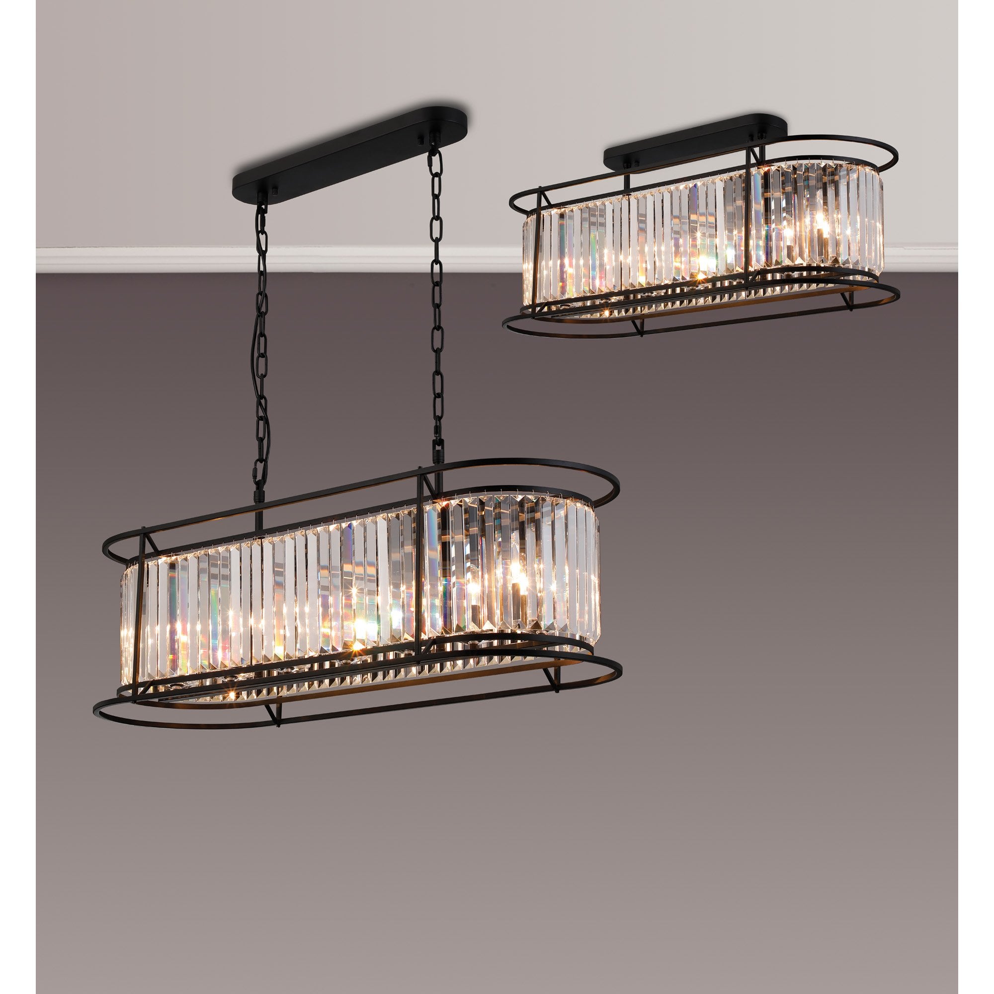 NL91109 Maccia 7 Light Pendant/Ceiling Light Satin Black Clear
