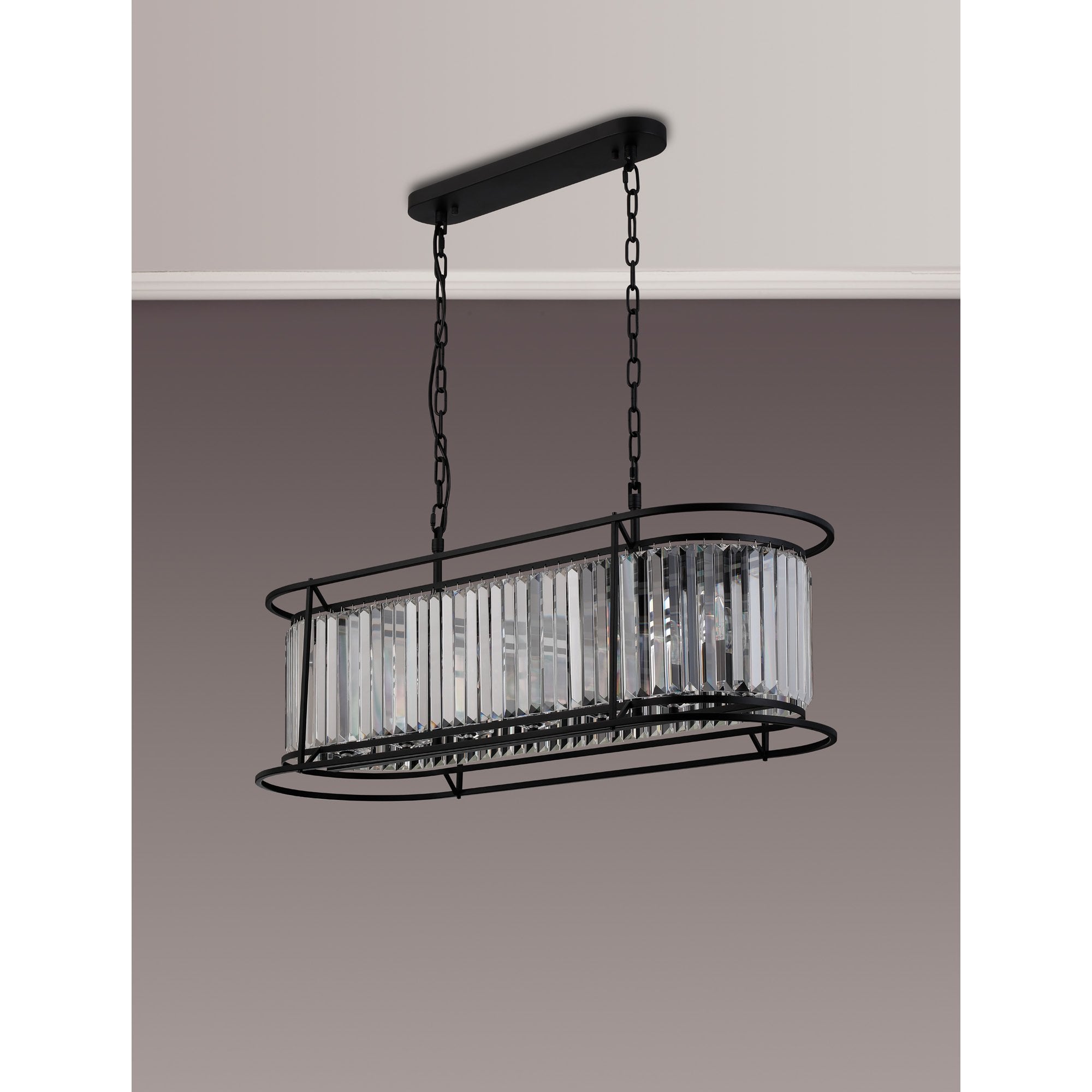 NL91109 Maccia 7 Light Pendant/Ceiling Light Satin Black Clear