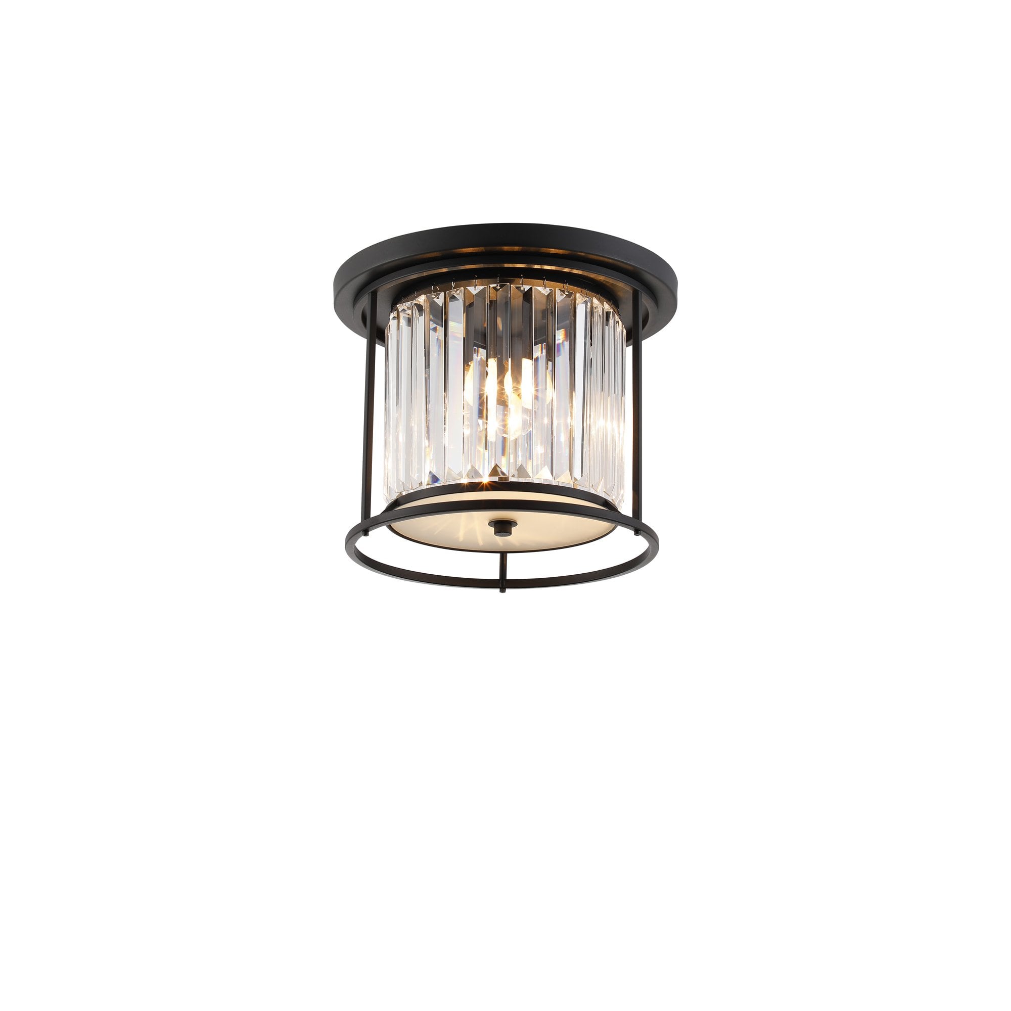 NL91119 Maccia 3 Light Flush Ceiling Light Satin Black Clear