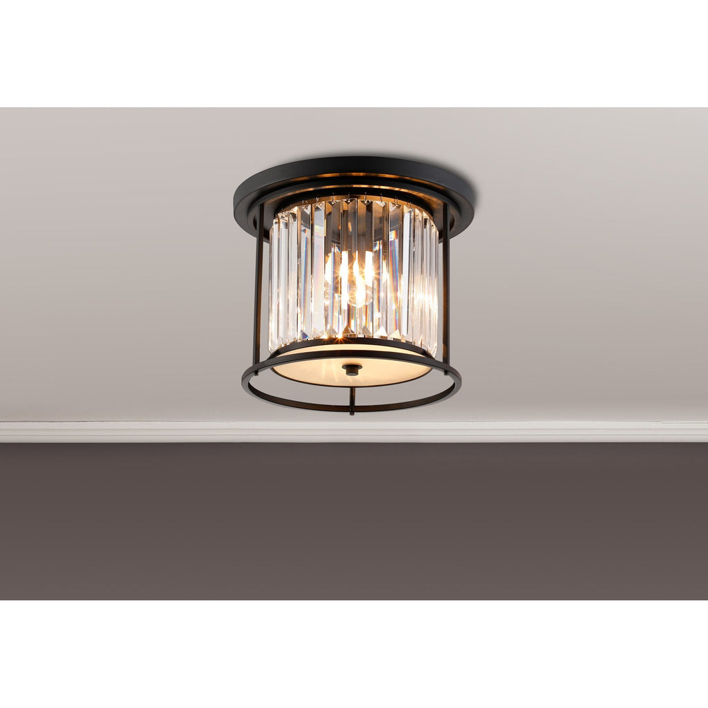 NL91119 Maccia 3 Light Flush Ceiling Light Satin Black Clear