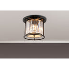 NL91119 Maccia 3 Light Flush Ceiling Light Satin Black Clear