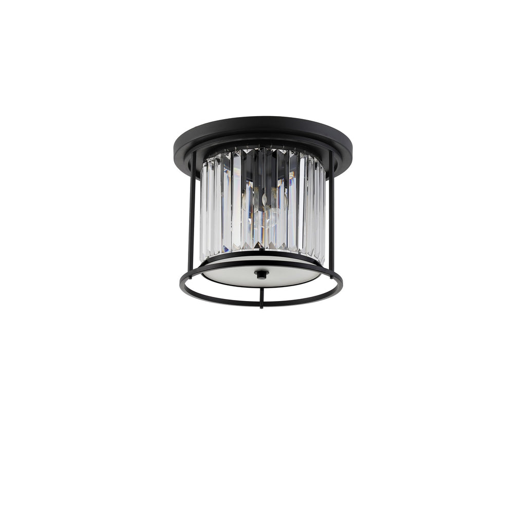 NL91119 Maccia 3 Light Flush Ceiling Light Satin Black Clear