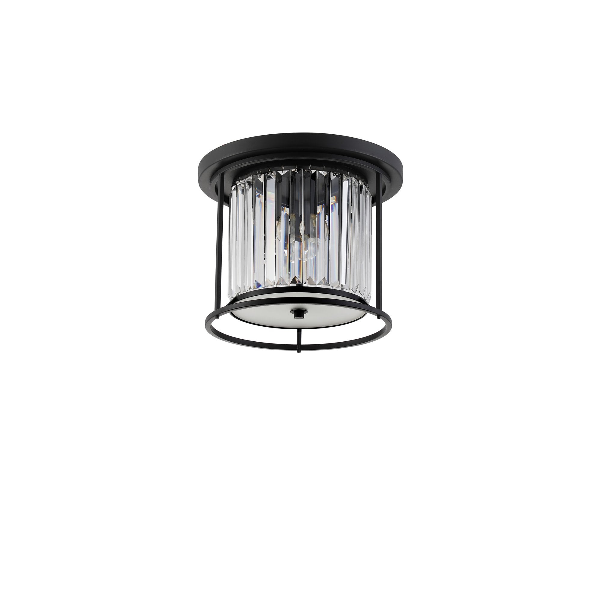NL91119 Maccia 3 Light Flush Ceiling Light Satin Black Clear