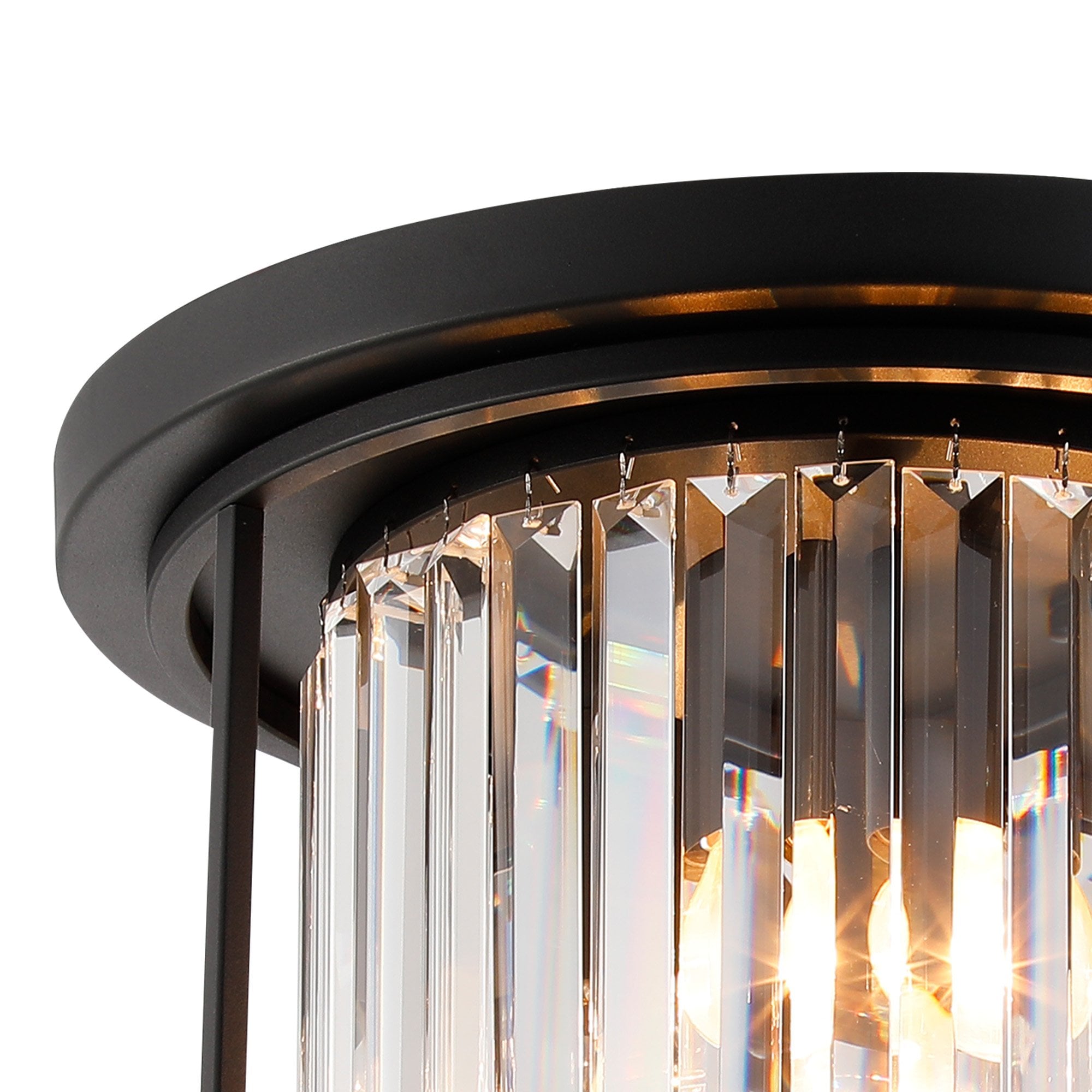 NL91119 Maccia 3 Light Flush Ceiling Light Satin Black Clear