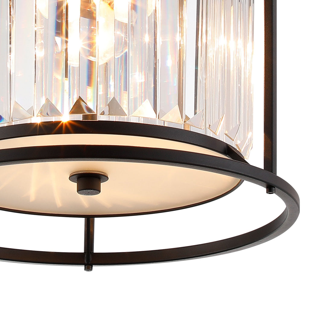 NL91119 Maccia 3 Light Flush Ceiling Light Satin Black Clear