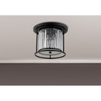 NL91119 Maccia 3 Light Flush Ceiling Light Satin Black Clear
