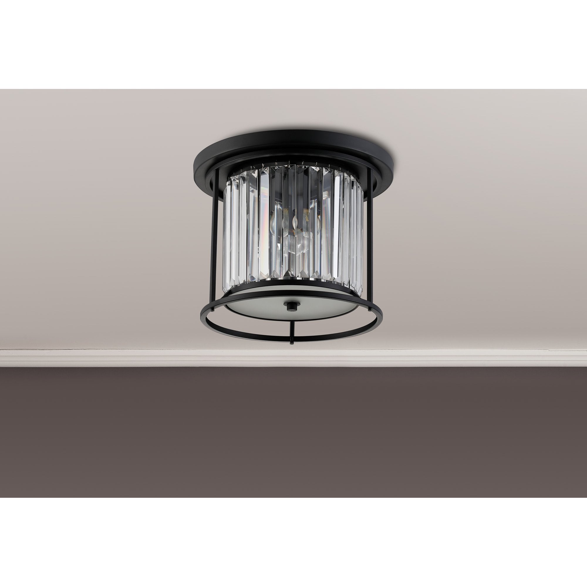 NL91119 Maccia 3 Light Flush Ceiling Light Satin Black Clear