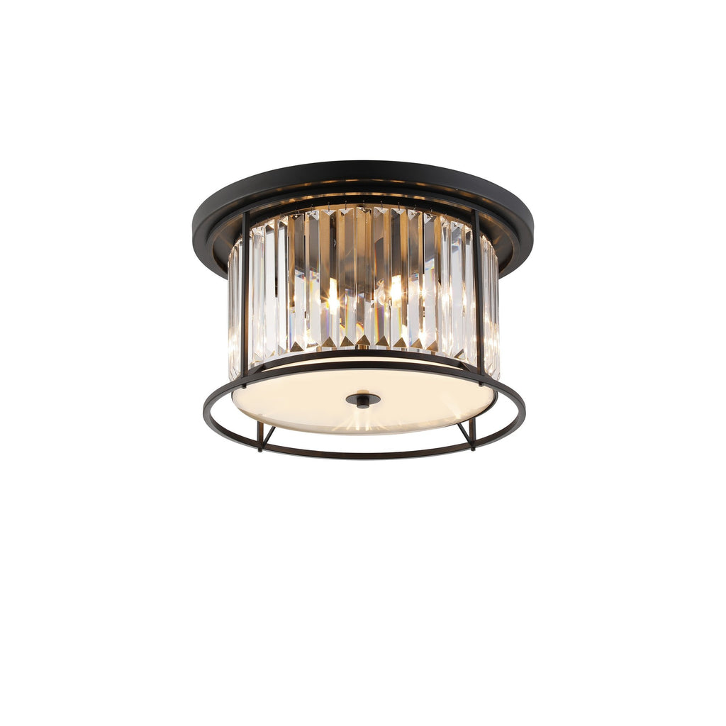 NL91129 Maccia 4 Light Flush Ceiling Light Satin Black Clear
