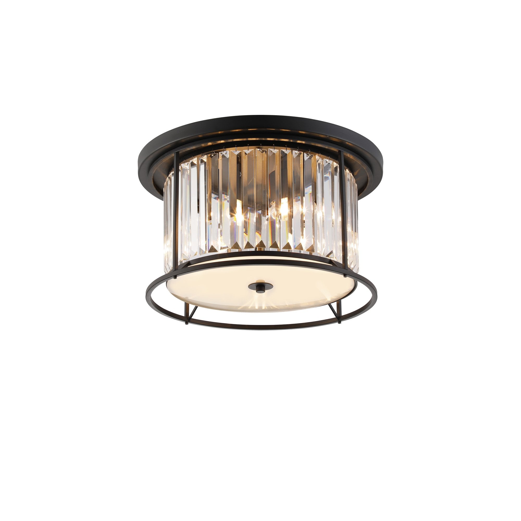 NL91129 Maccia 4 Light Flush Ceiling Light Satin Black Clear