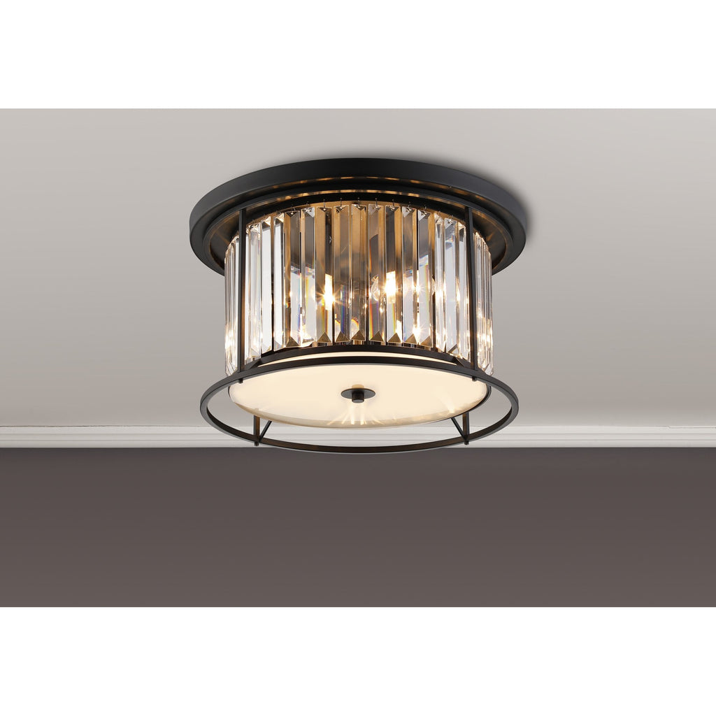 NL91129 Maccia 4 Light Flush Ceiling Light Satin Black Clear