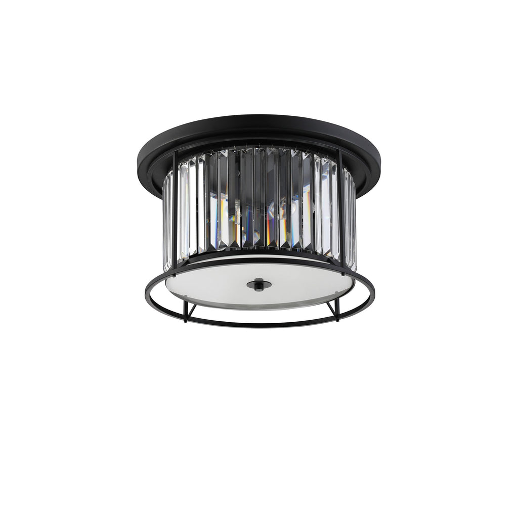 NL91129 Maccia 4 Light Flush Ceiling Light Satin Black Clear