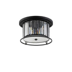 NL91129 Maccia 4 Light Flush Ceiling Light Satin Black Clear