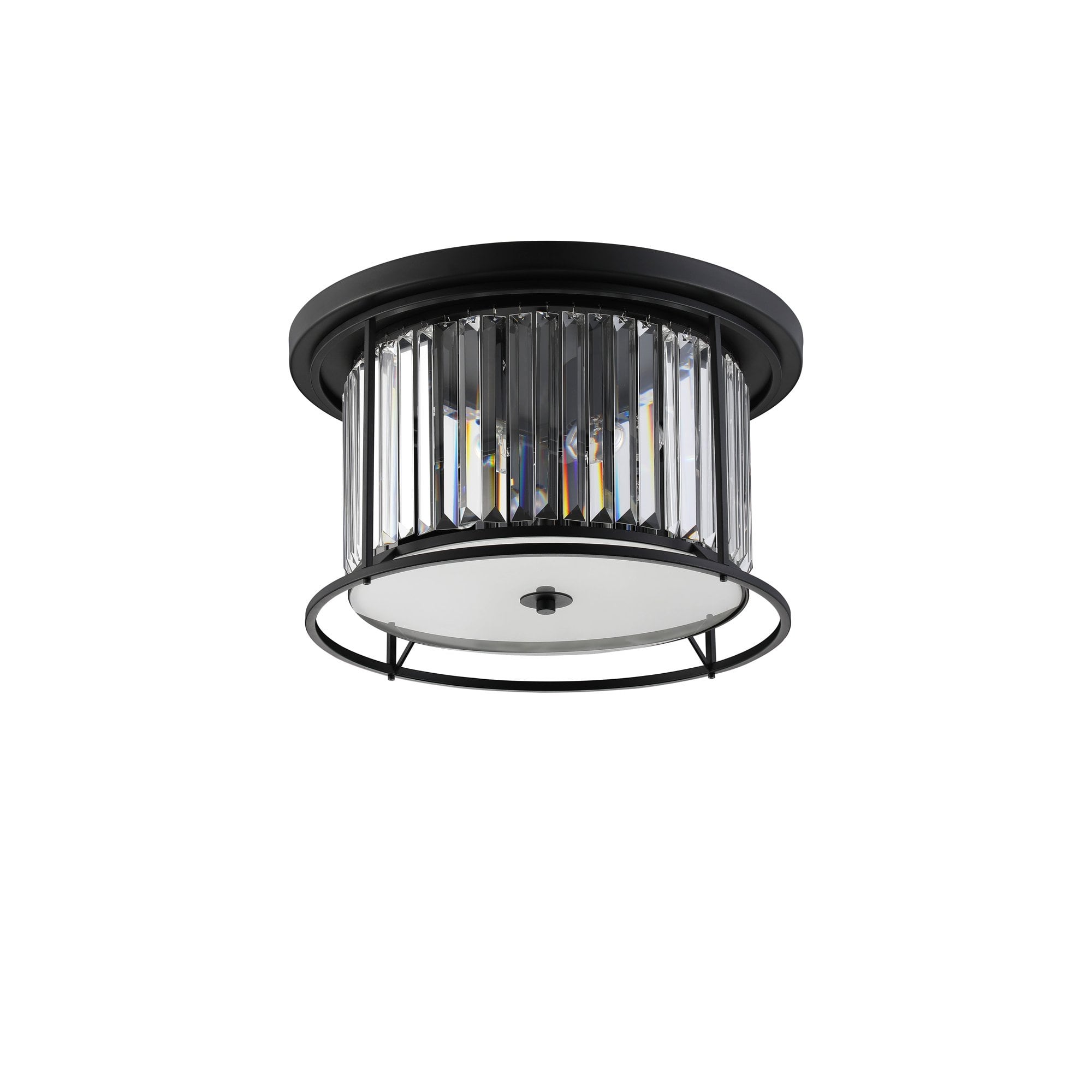 NL91129 Maccia 4 Light Flush Ceiling Light Satin Black Clear